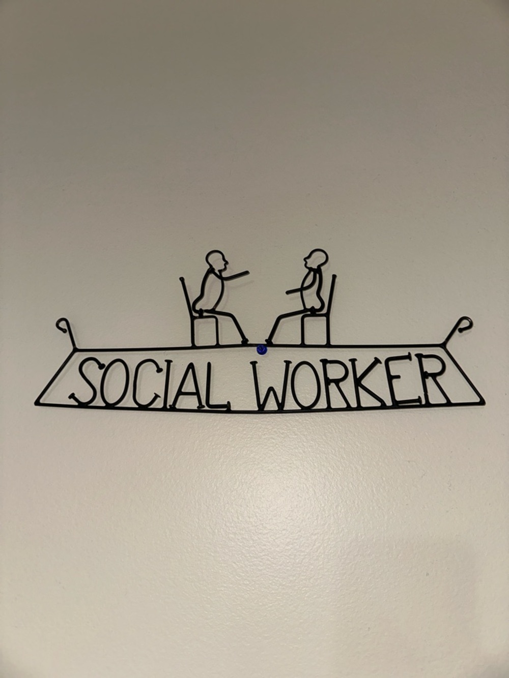 SOCIAL WORKER BLACK WIRE NAIL HANGING SIGN